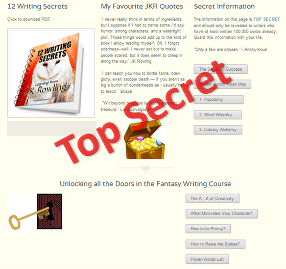 screenshot of top secret JK Rowling information